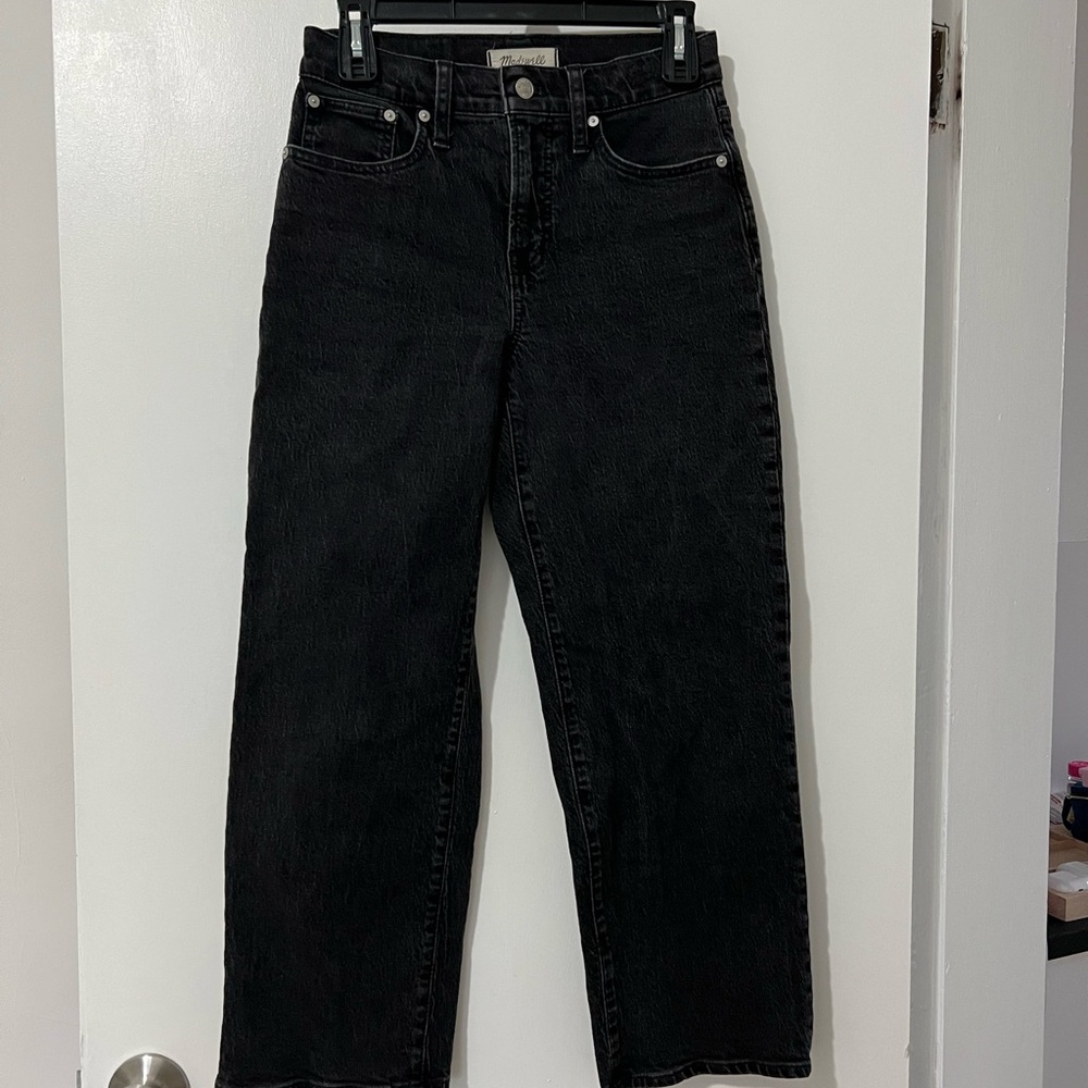 Madewell The Petite Perfect Vintage Wide-Leg Jean in Belmere Black Wash 26P